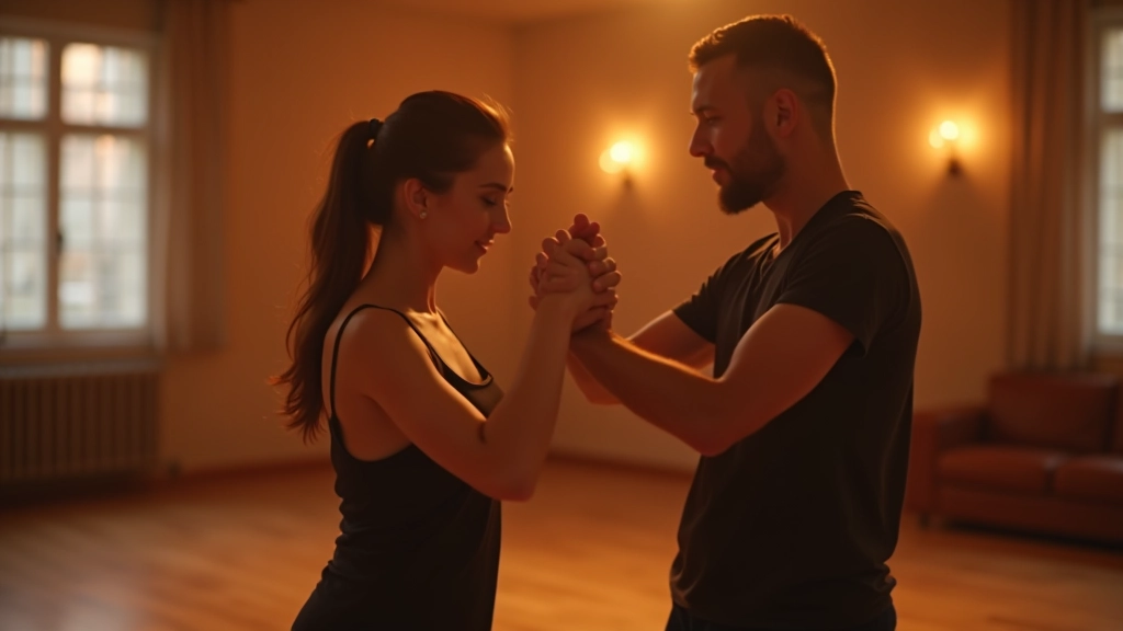 Dance instructor teaching proper posture to student in class